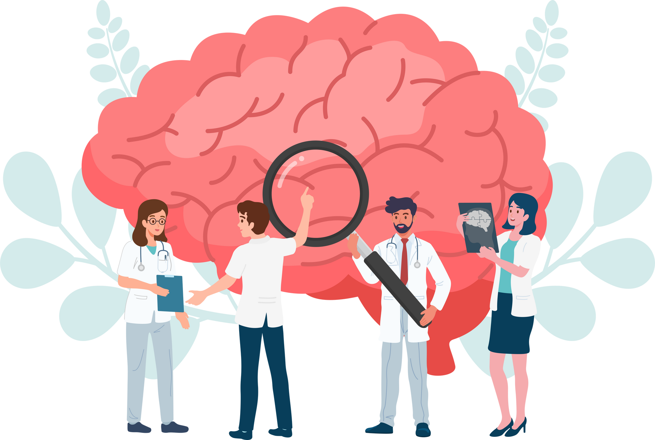 Teamwork of medical doctor diagnostic neurological brain of dementia or Alzheimer's disease. Concept for wellness of mental health in psychiatric  in depression and mental illness patient.